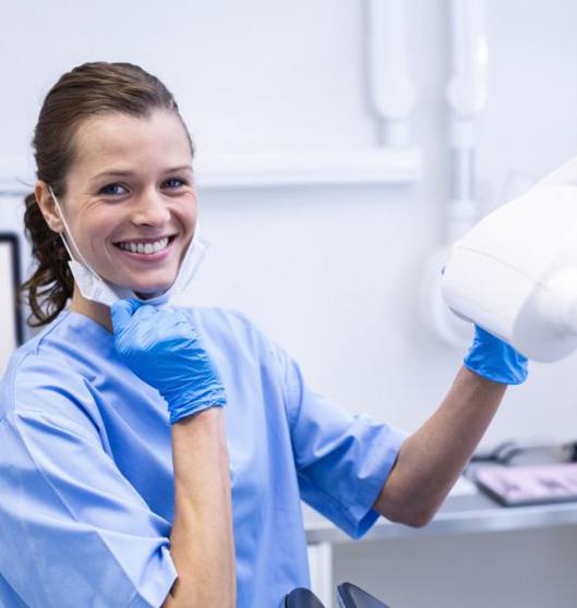 Dental hygienist smiles